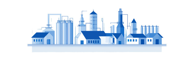 Industrial cityscape illustration buildings factories