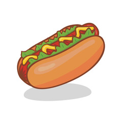 Delicious Hot Dog with Mustard and Ketchup