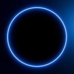 Glowing Blue Neon Circle Frame on Dark Background – Futuristic Design