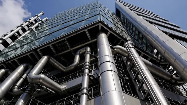 upward-facing graphic of renowned architectural structure known for its externally visible services