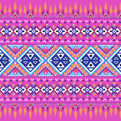 Aztec pattern seamless background with tribal geometric motifs ethnic aztec pattern vector illustration boho aztec pattern decorative border design pink
