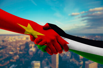 Shaking hands Vietnam and Jordan