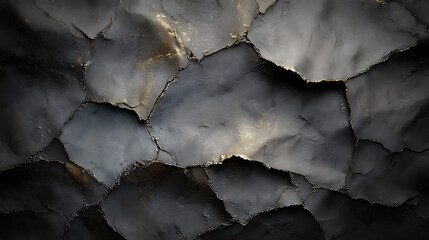 Obraz premium Close - up of Cracked Rock Black Gold Texture, Practical Material for Geological Exploration and Art Creation