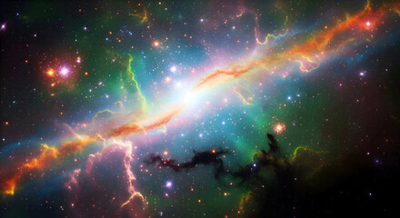 Brilliant Nebula in Space with Stars and Galaxy