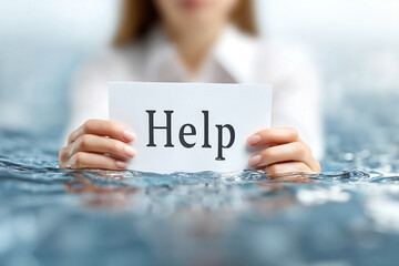 Desperate plea for assistance conveyed through sign amidst rising floodwaters