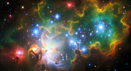 Orion Nebula Star-Forming Region and Interstellar Gas Clouds