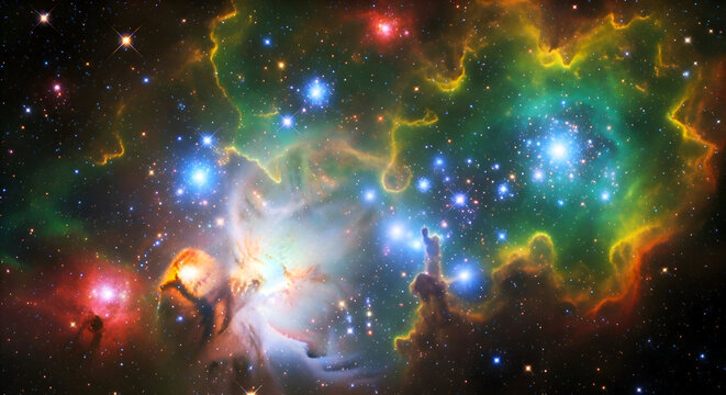 Orion Nebula Star-Forming Region and Interstellar Gas Clouds