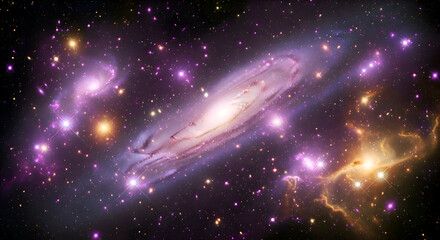 Spectacular space scene of galaxies with stars