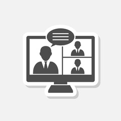 Video conference icon sticker isolated on gray background