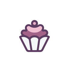 Stylized cupcake illustration on black background