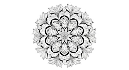 Elegant Floral Mandala Design with Lotus Elements, Isolated White Background.