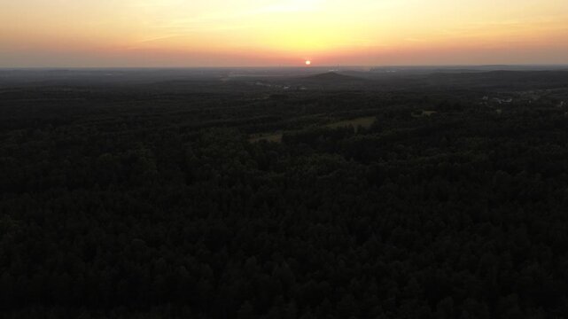 Aerial drone flight over Limestone Rock Ner Olsztyn, Poland