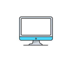 Desktop computer illustration with white screen and modern design