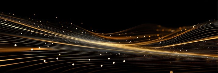 Abstract golden lines flowing across a dark background