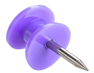 Close-Up of Purple Pushpin Tip, isolated on transparent background PNG