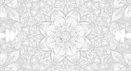 Seamless pattern with soft light grey floral mandala elements as background in bright studio
