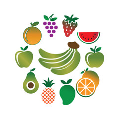 Apple Banana Orange Avocado Lemon Pineapple