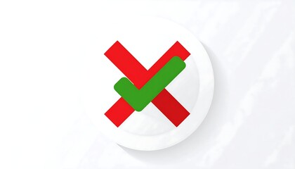 Red X and green checkmark superimposed within a white circle, on a white background