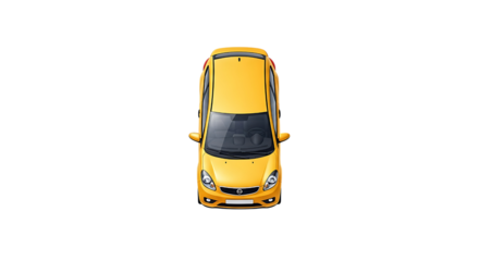 Yellow car isolated on transparent background