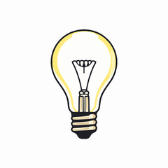 Yellow Light Bulb with Black Outline and Rays idea innovation