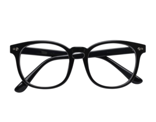 Folded Black Rimmed Eyeglasses, isolated on transparent background PNG