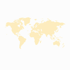 Pale Yellow World Map Silhouette on White Background earth globe