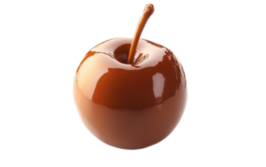 Caramel apple on white background,png