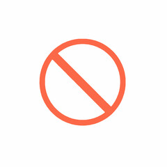Red Prohibition Sign with Diagonal Line on White Background symbol forbidden