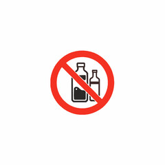 No alcohol sign with two bottles inside a red circle with a diagonal line on white background drink beverage