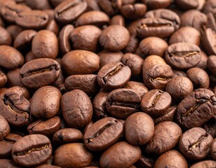 Naklejka premium Close-up of many coffee beans