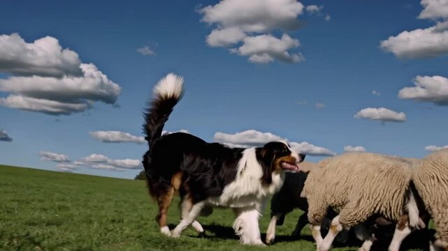 Aussie dog herding sheep Aussie dog herding sheep dog