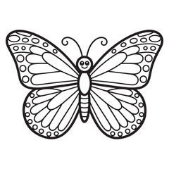 cute butterfly coloring page icon with a smiling face 