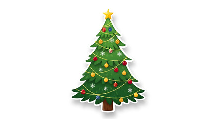 Obraz premium Festive Decorated Christmas Tree with Star and Ornaments
