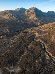 Landschaft der Berge und Täler bei Glencoe in den Highlands von Schottland