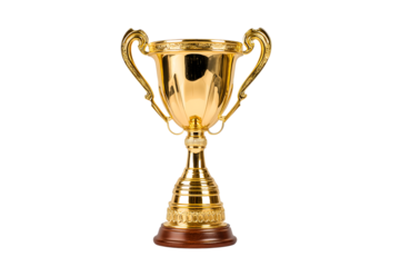  golden trophy symbolizing achievement and victory isolated on white background