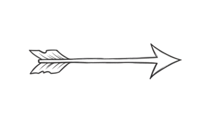 Simple black arrow design with pointed tip and feathered fletching