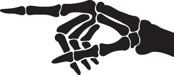 Skeleton hand silhouette pointing, perfect for Halloween, spooky design, horror decorations, icons, and creepy artwork.