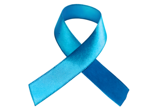  striking blue ribbon emblem symbolizing awareness and support isolated on white background