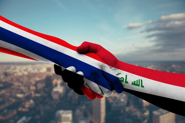 Naklejka premium Shaking hands Thailand and Iraq