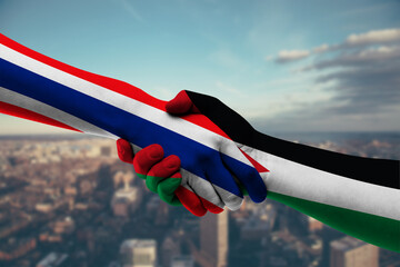 Shaking hands Thailand and Jordan