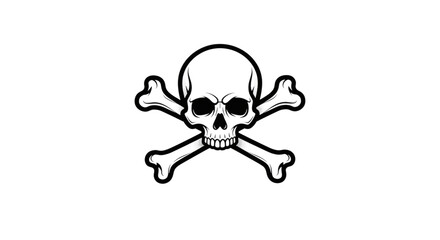 Pirate skull and crossbones symbol with metallic look on black