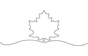 Leaf symbol continuous one line drawing vector.