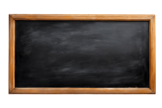  empty blackboard with wooden frame, ready for educational purpose isolated on white background