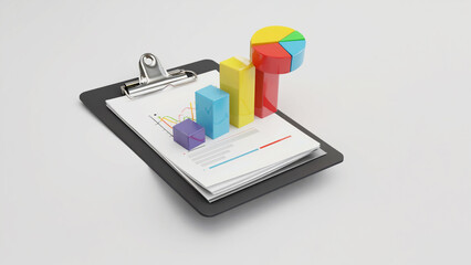 Colorful Financial Charts on Clipboard, Business Data Analysis
