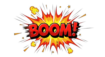 Comic style boom explosion with vibrant colors and dynamic design
