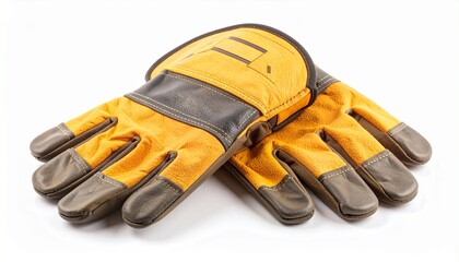 High voltage insulated gloves with thick protective material ergonomic design and safety certification isolated on white background essential electrician personal protective equipment
