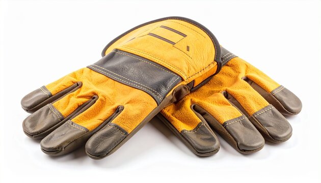 High voltage insulated gloves with thick protective material ergonomic design and safety certification isolated on white background essential electrician personal protective equipment
