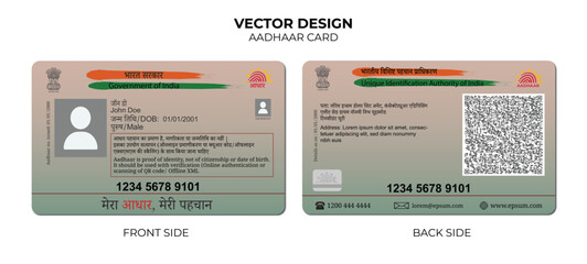 Editable Aadhaar Card Latest PVC card Vector Template – Indian Government ID Design for Mockups and UI Kits