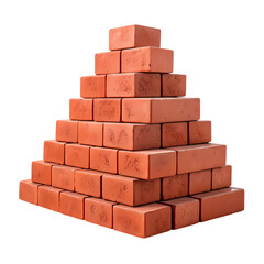 Obraz premium Red Brick Pyramid Construction Stability and Architectural Design on transparent background