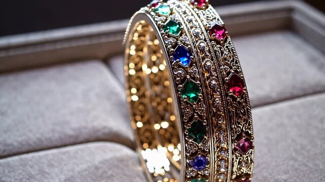 Ornamental wrist adornments crafted from precious metals and decorative materials